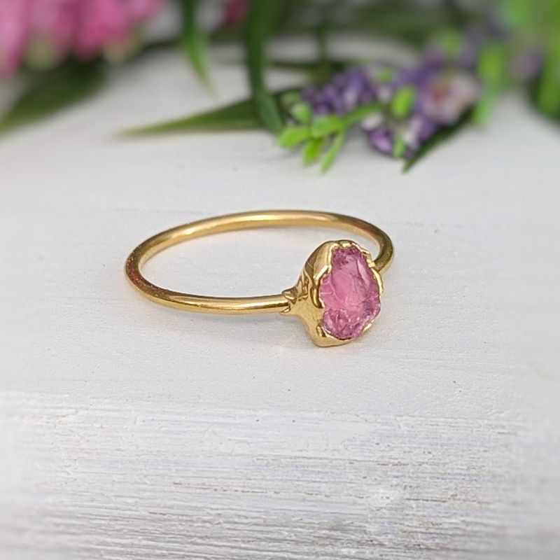 Raw Pink Spinel ring