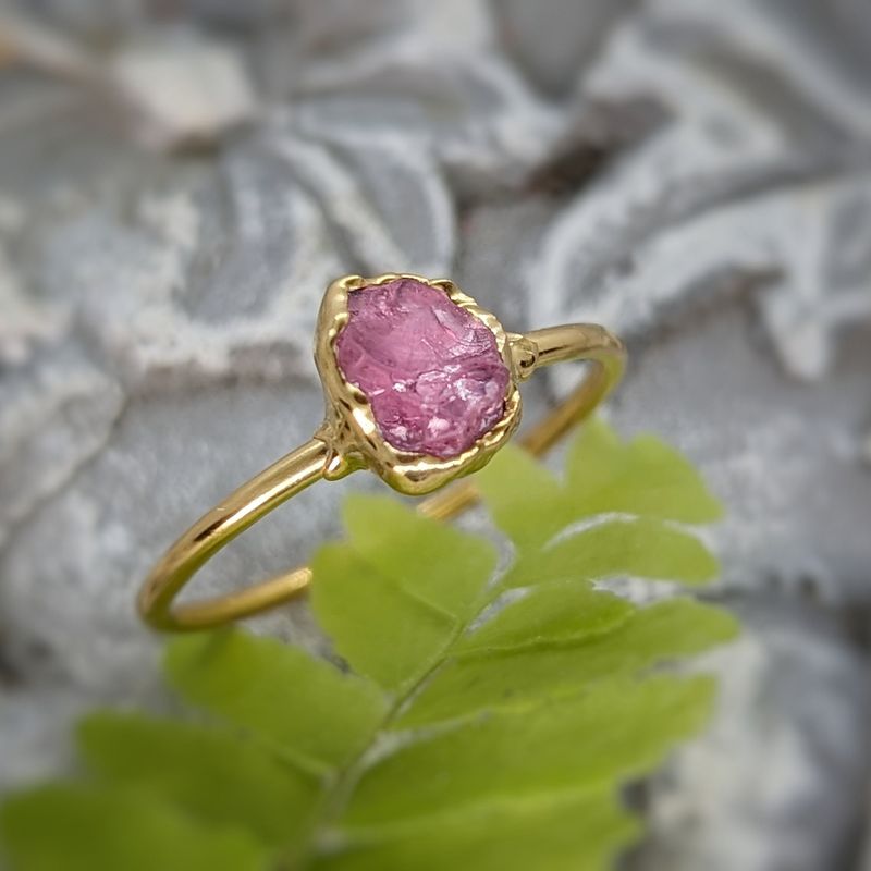 Raw Pink Spinel ring