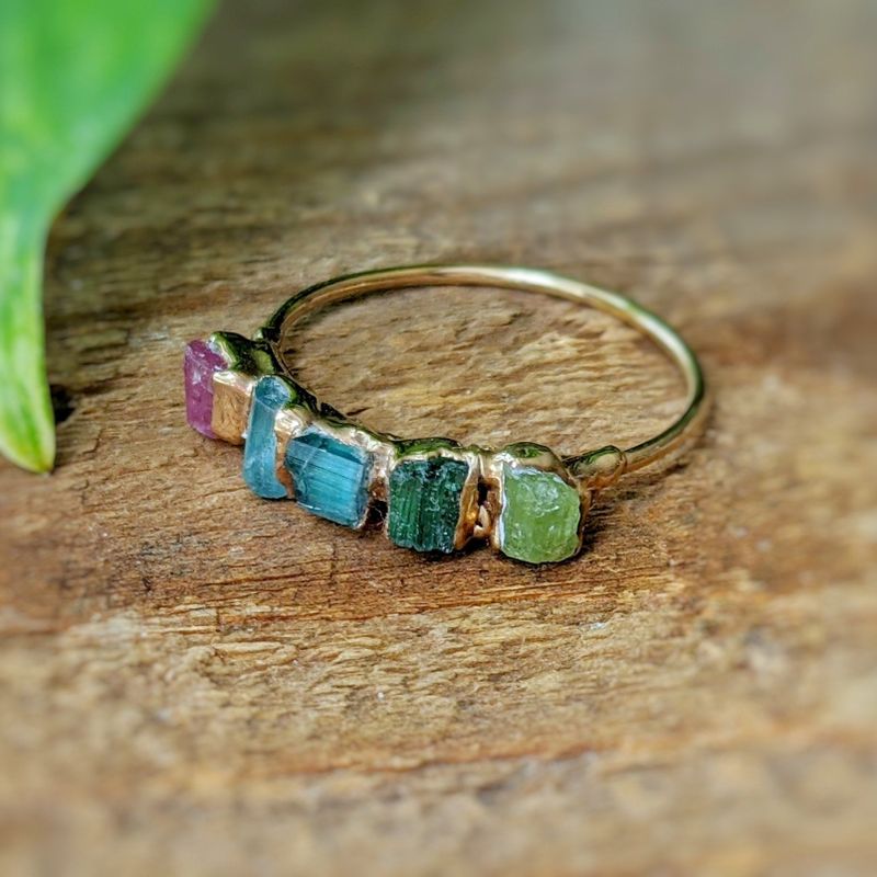Bague brute multi-Tourmaline