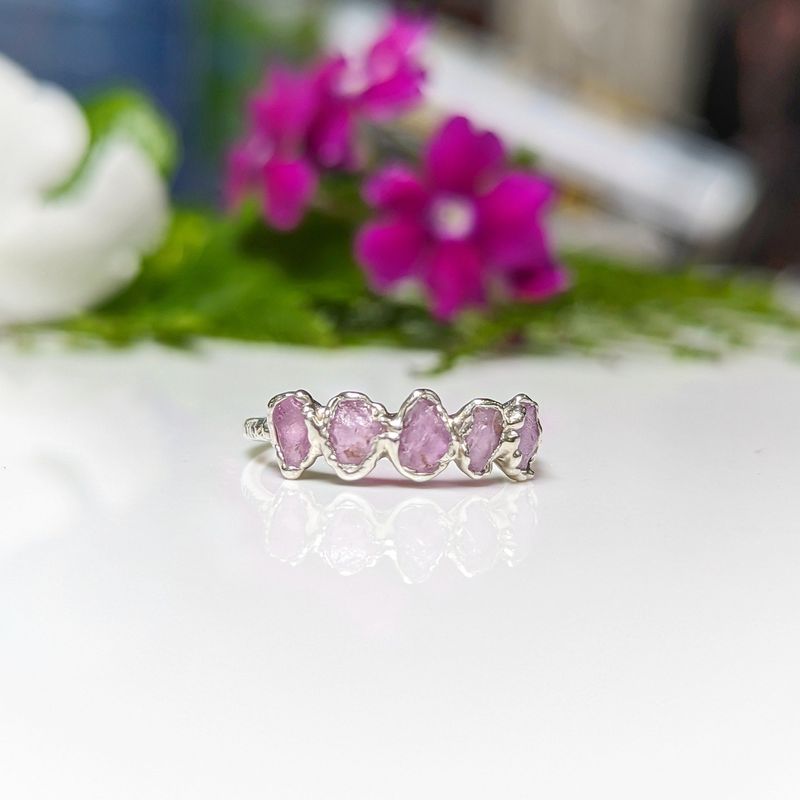 Raw pink Sapphire Eternity ring