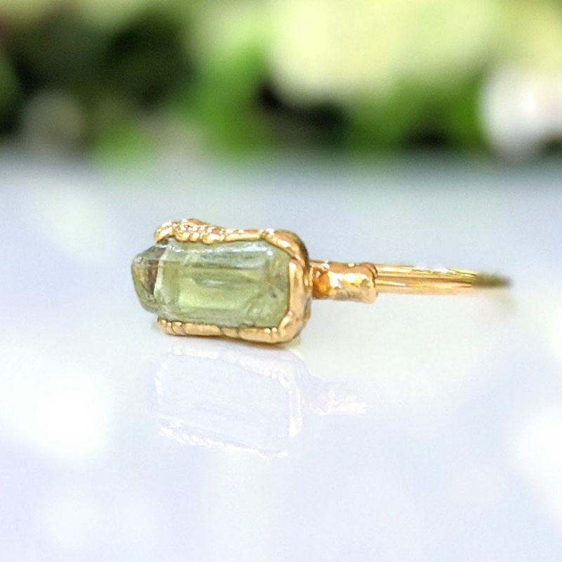 Bague Apatite Jaune Brute