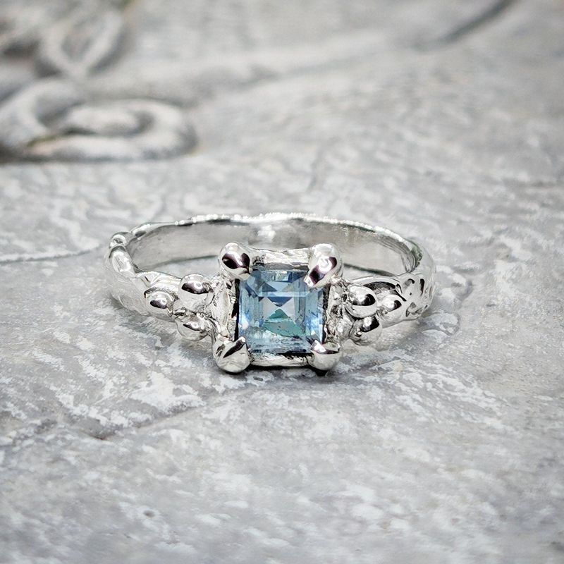 Blue Topaz engagement ring in Solid Sterling Silver