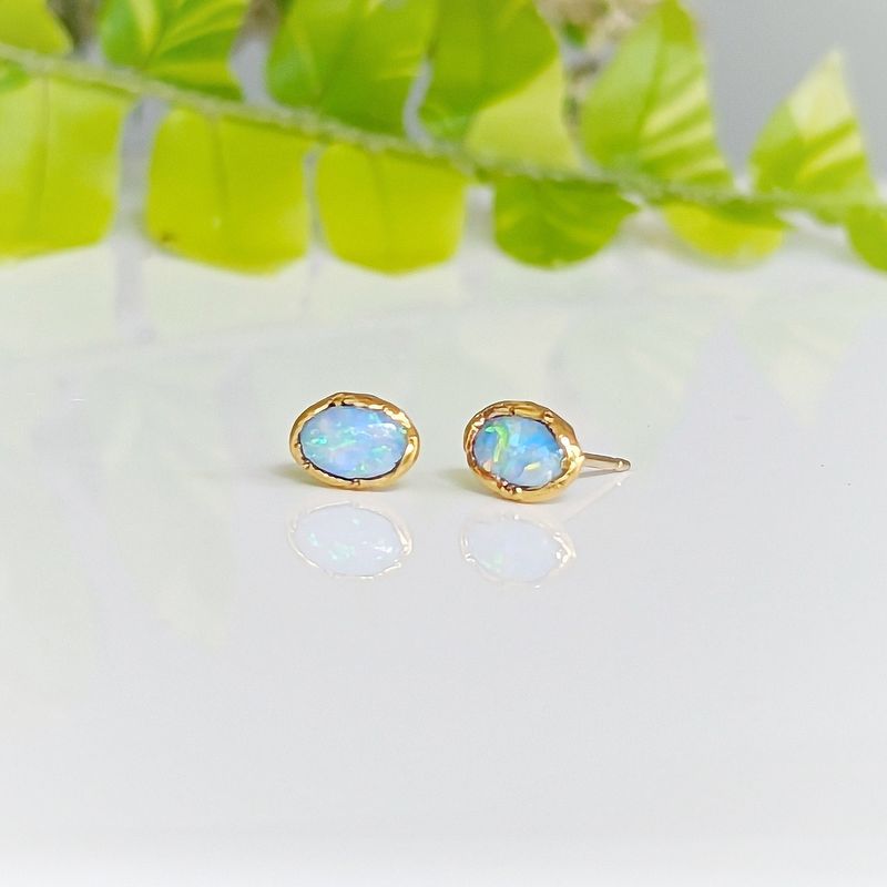 Light Blue Australian Opal stud earrings