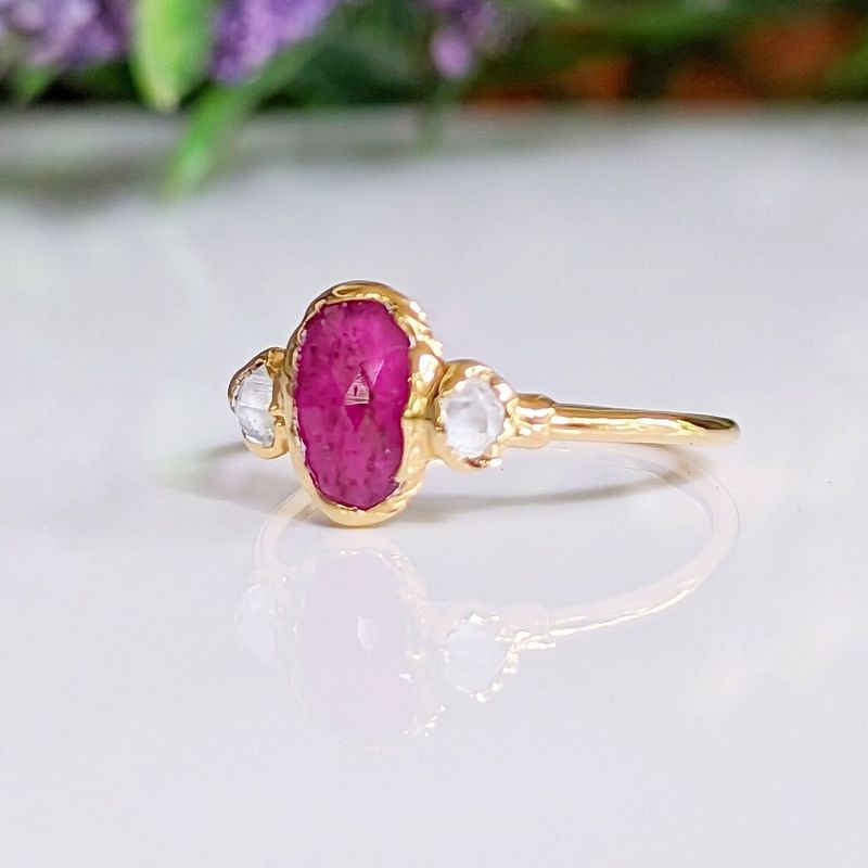 Rubellite Tourmaline and diamond engagement ring