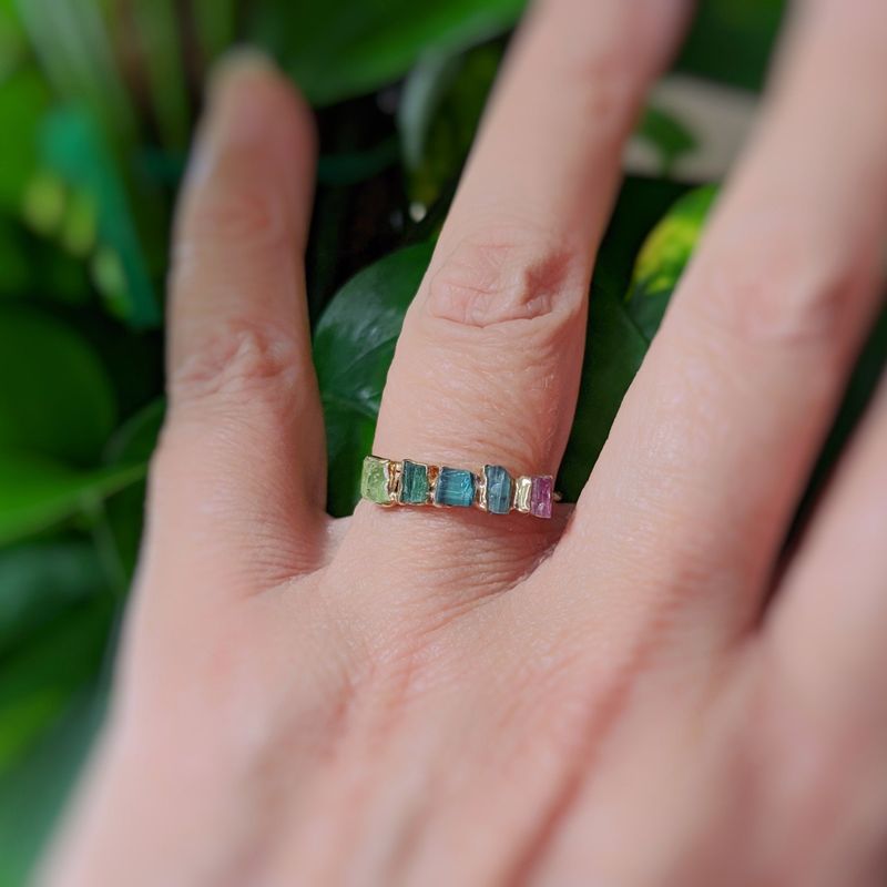 Bague brute multi-Tourmaline