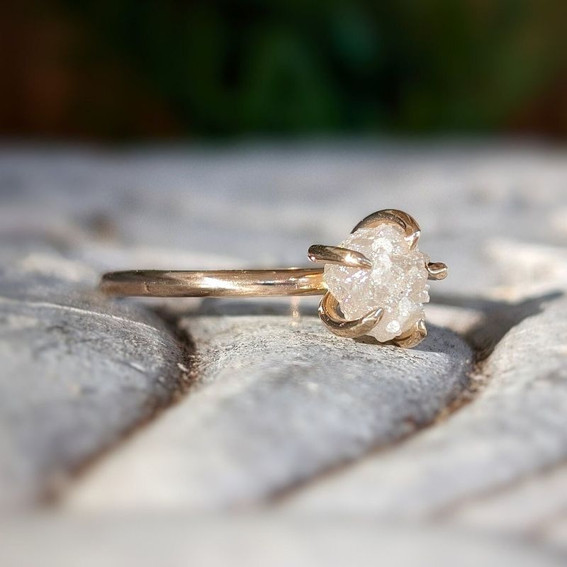 Raw diamond engagement ring
