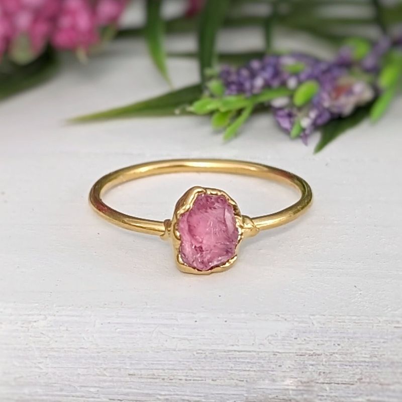 Raw Pink Spinel ring