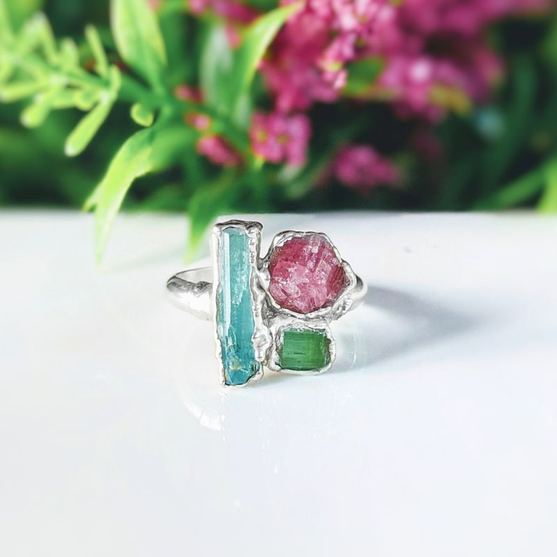 Bague multi-Tourmalines en Argent