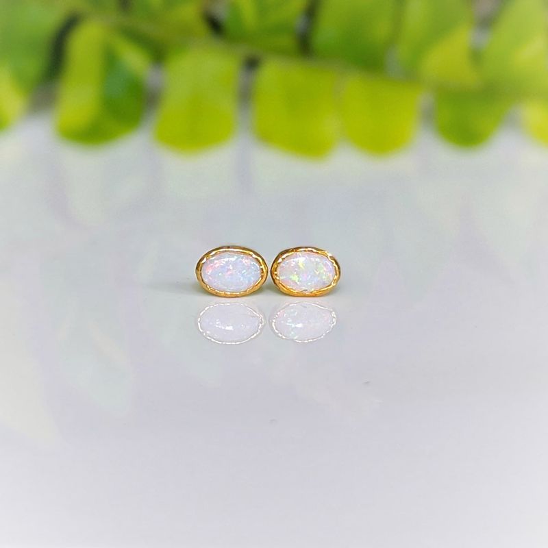 White Australian Opal stud earrings