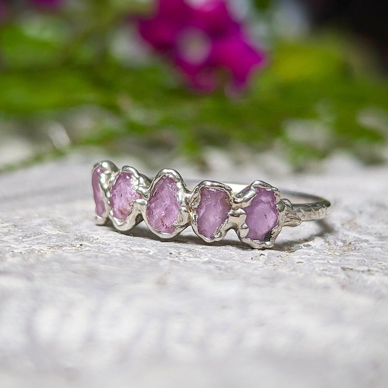 Raw pink Sapphire Eternity ring
