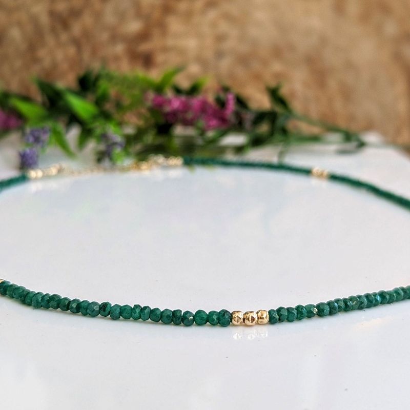 Emerald bead necklace
