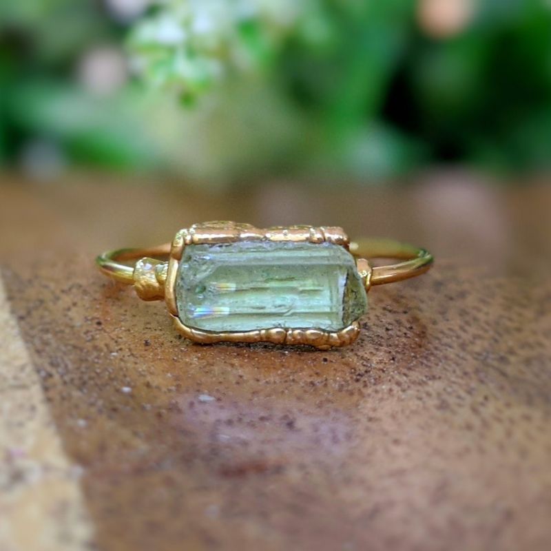 Bague Apatite Jaune Brute