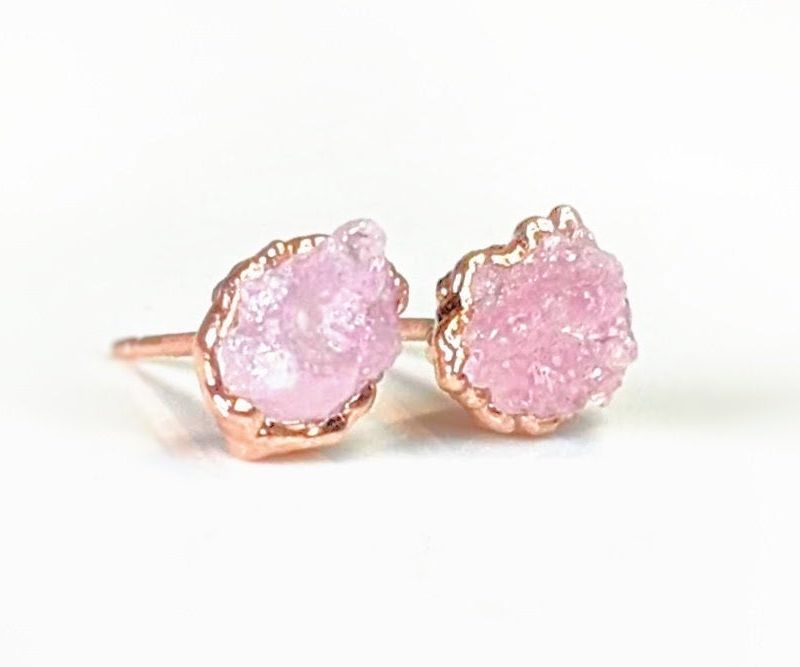 Boucles d'oreilles en Quartz rose brut