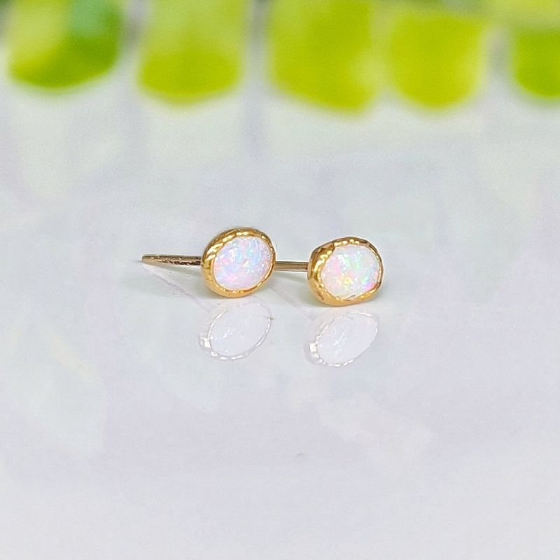White Australian Opal stud earrings