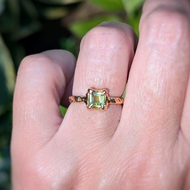 Solid Silver Peridot ring