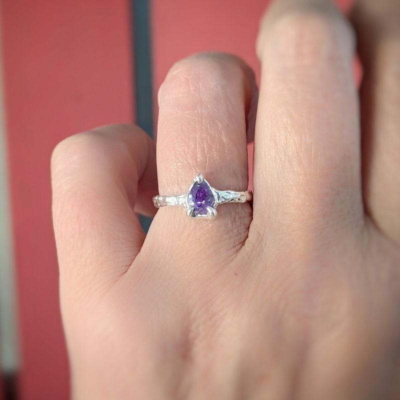 Amethyst engagement ring in Solid Sterling Silver