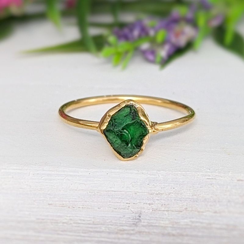 Raw green Garnet ring