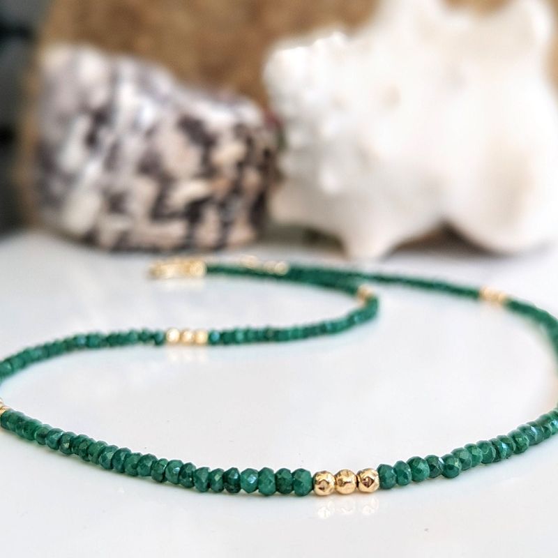 Emerald bead necklace