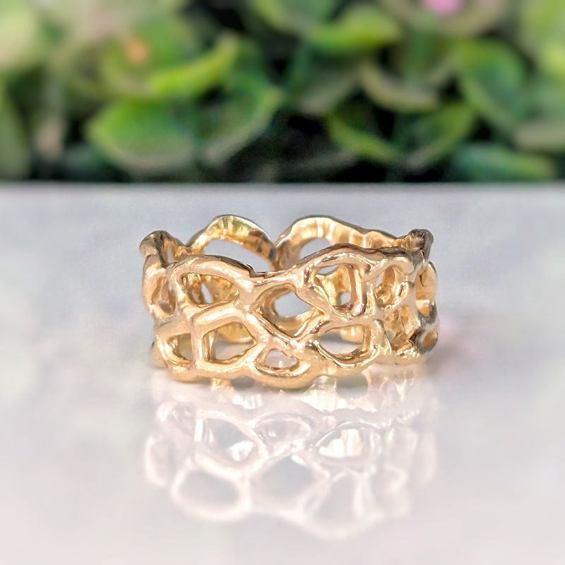 Molten Silver Honeycomb ring
