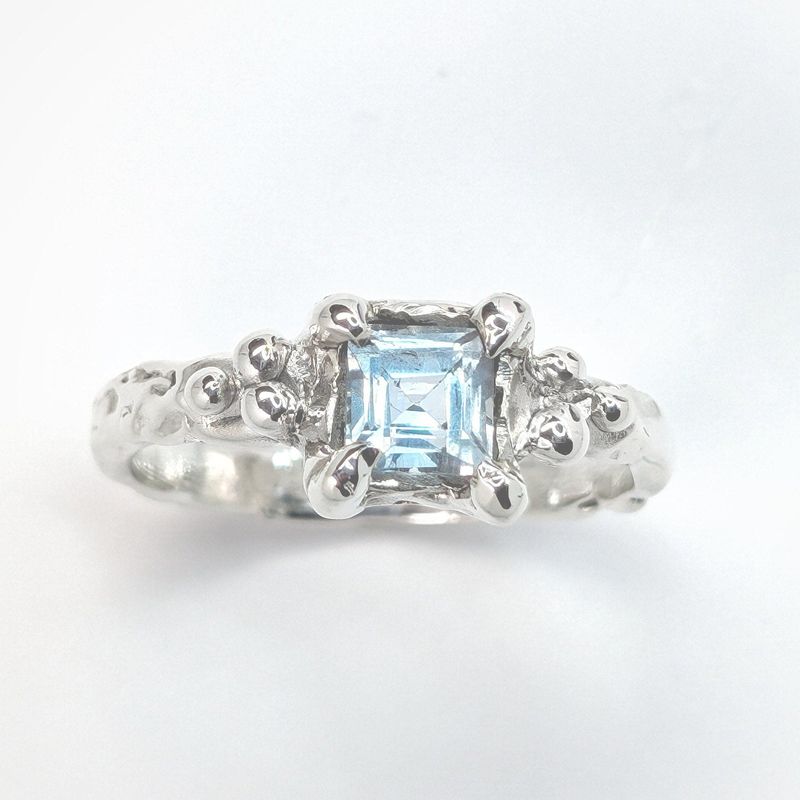 Blue Topaz engagement ring in Solid Sterling Silver