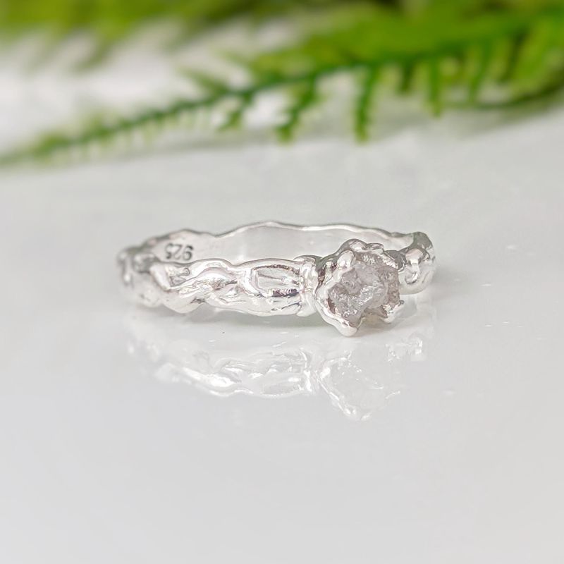 Rough diamond engagement ring
