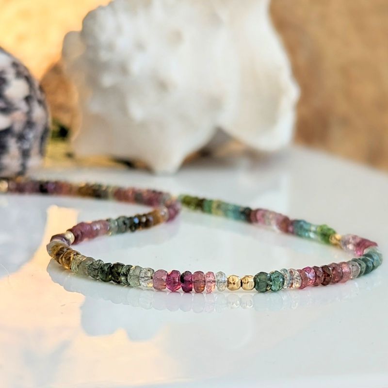 Multi Tourmaline bead necklace