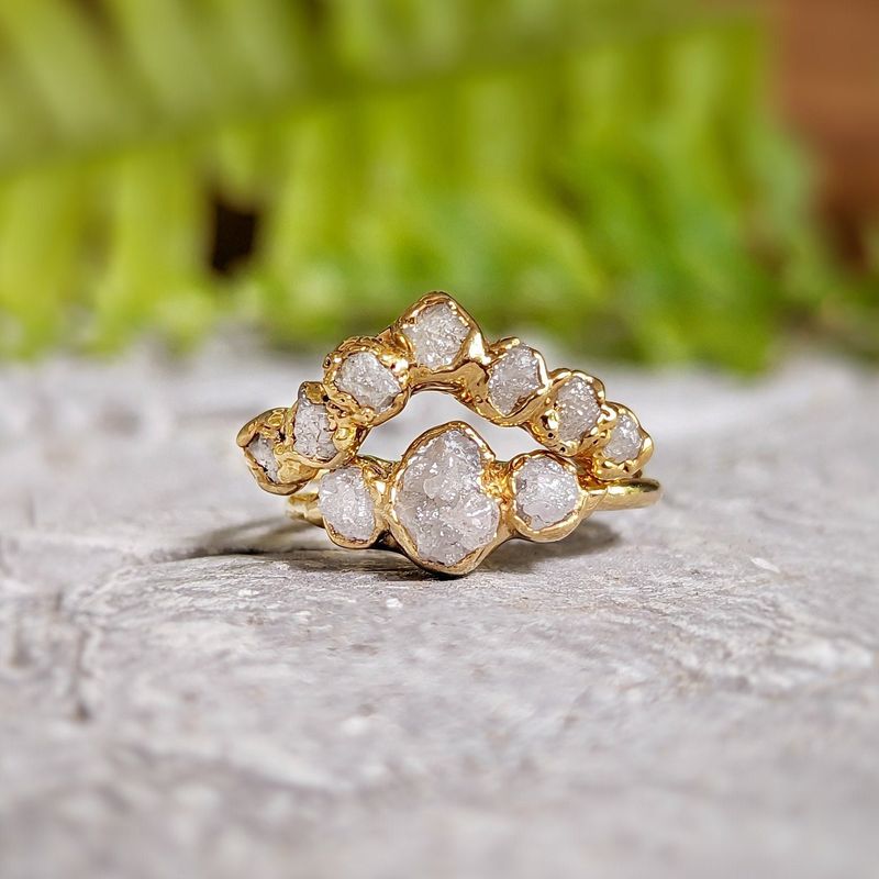 Raw diamond Chevron wedding band
