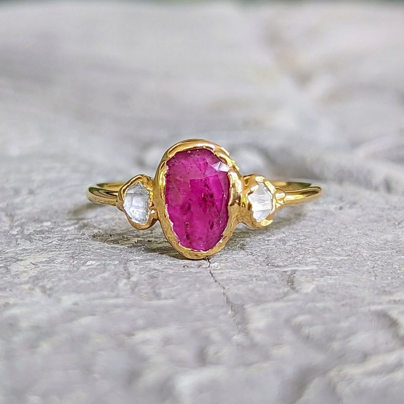 Rubellite Tourmaline and diamond engagement ring
