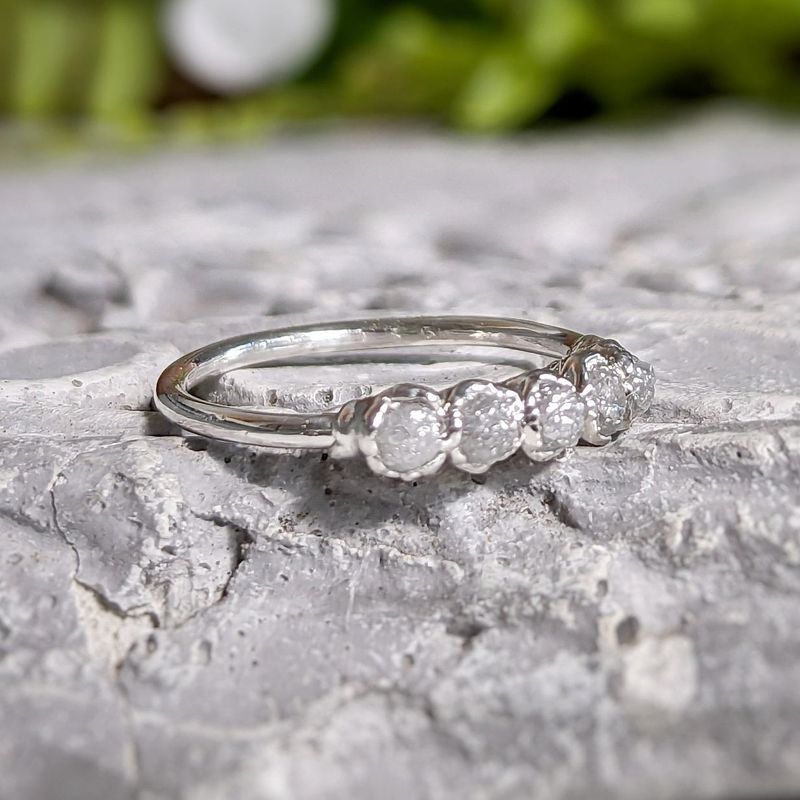 Raw diamond wedding band in Silver