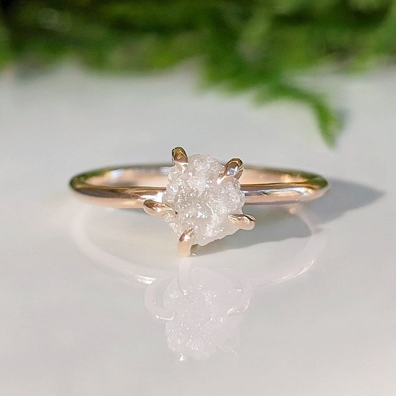 Raw diamond engagement ring