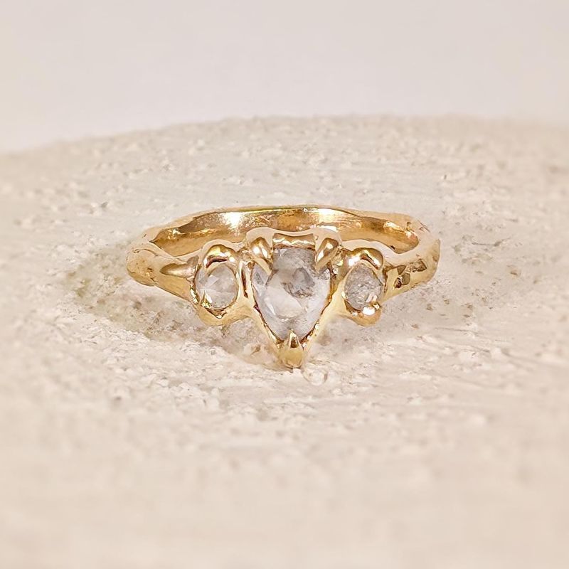 Rustic Solid Gold diamond engagement ring