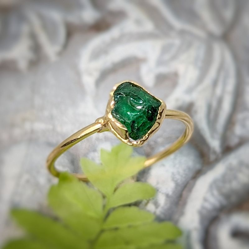 Raw green Garnet ring