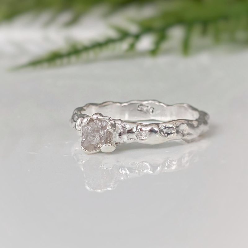Rough diamond engagement ring