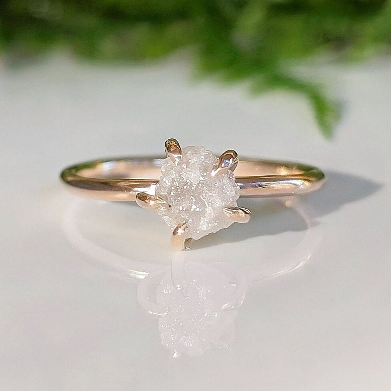 Raw diamond engagement ring