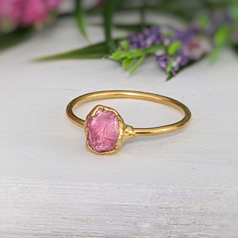 Raw Pink Spinel ring