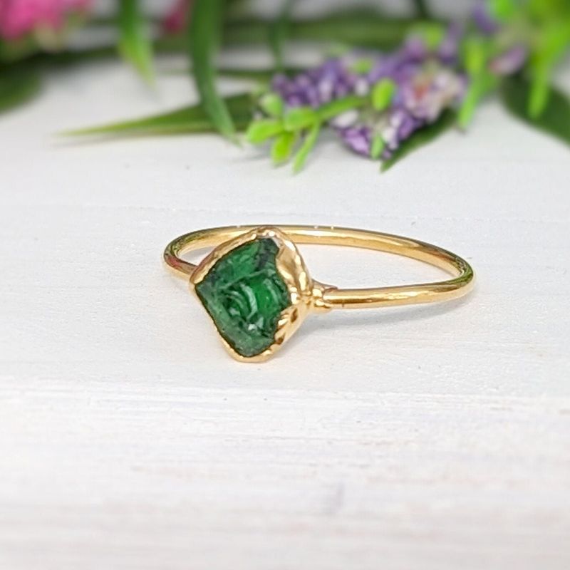 Raw green Garnet ring