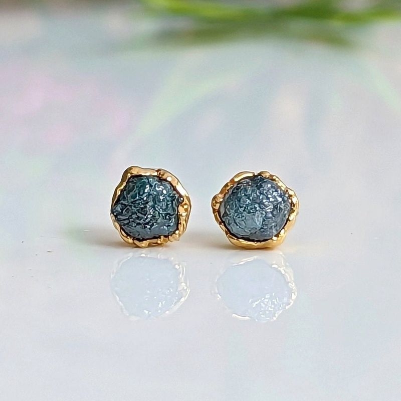 Raw Blue diamond stud earrings