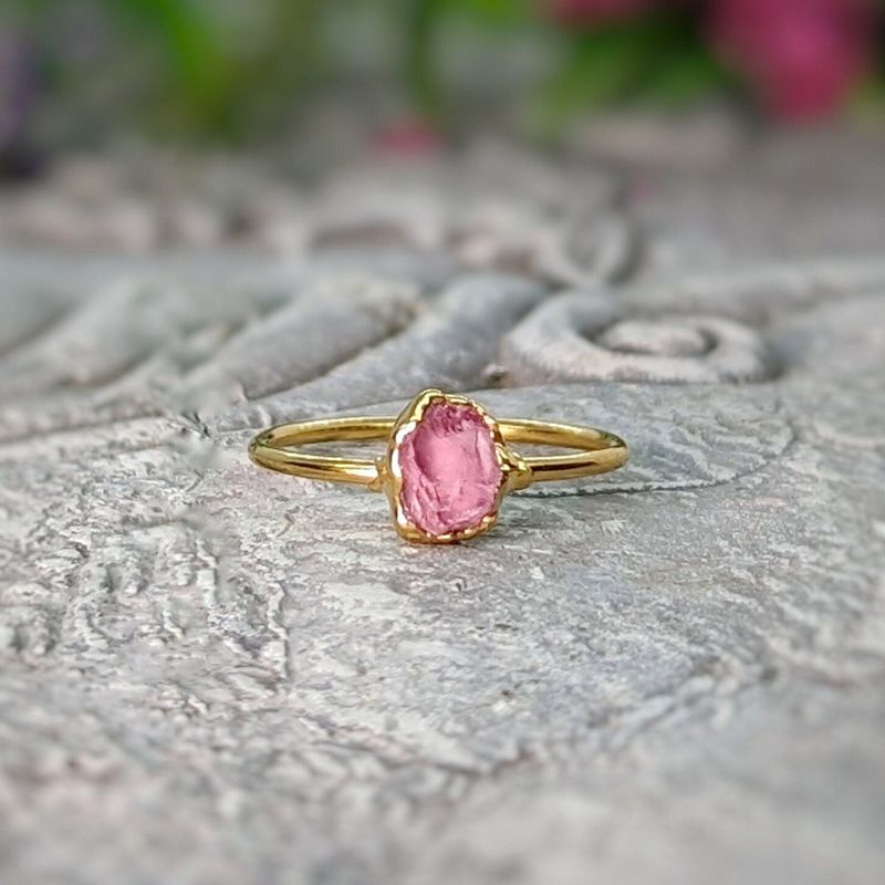 Raw Pink Spinel ring