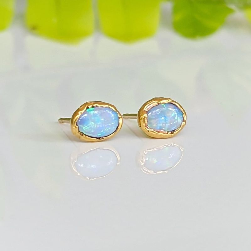 Light Blue Australian Opal stud earrings