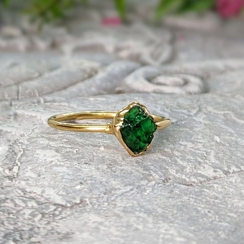 Raw green Garnet ring