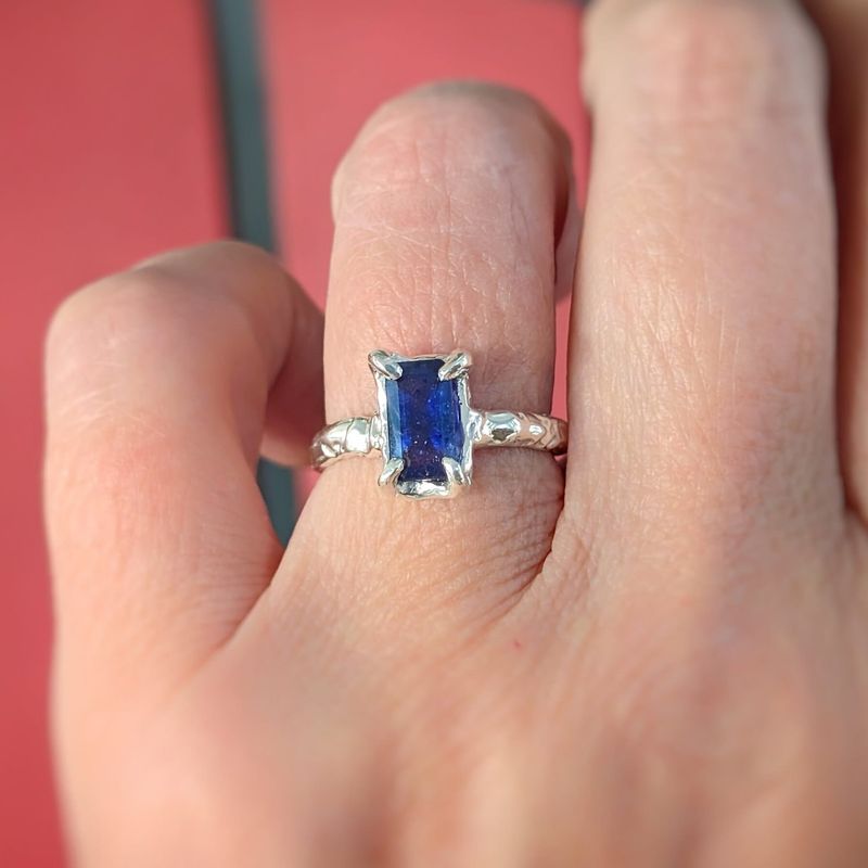 Blue Sapphire cocktail ring in Solid 14k Gold