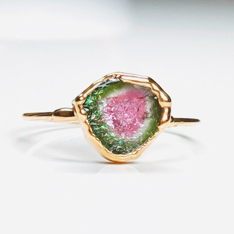 Raw Watermelon Tourmaline ring