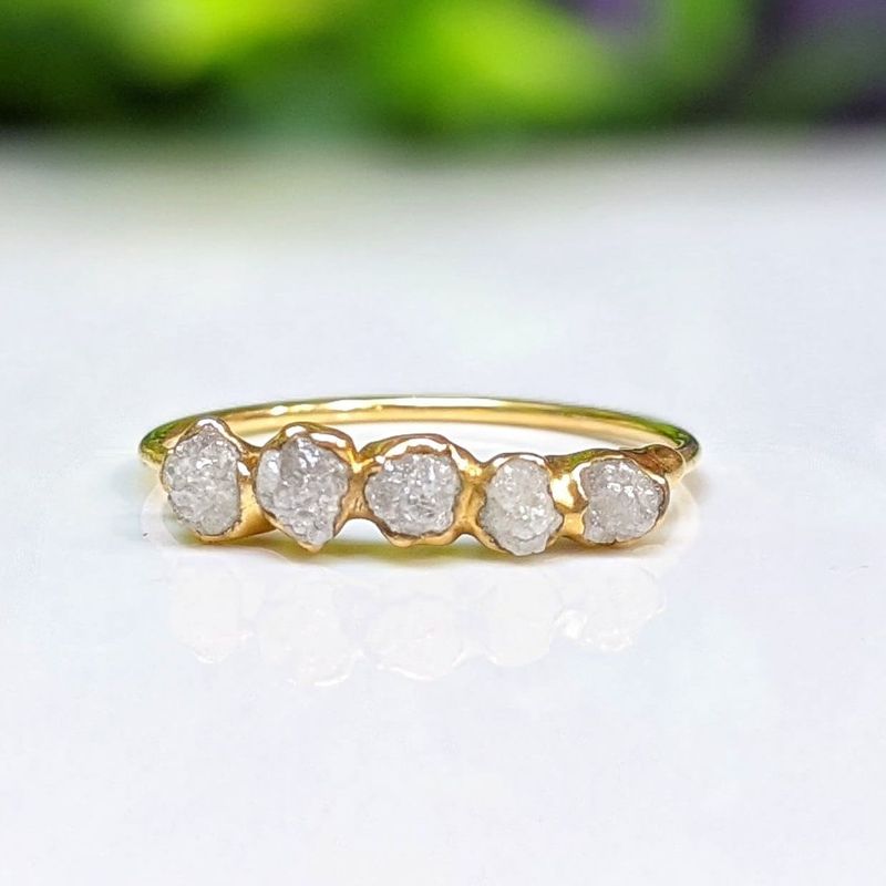 Raw diamond wedding band in Silver