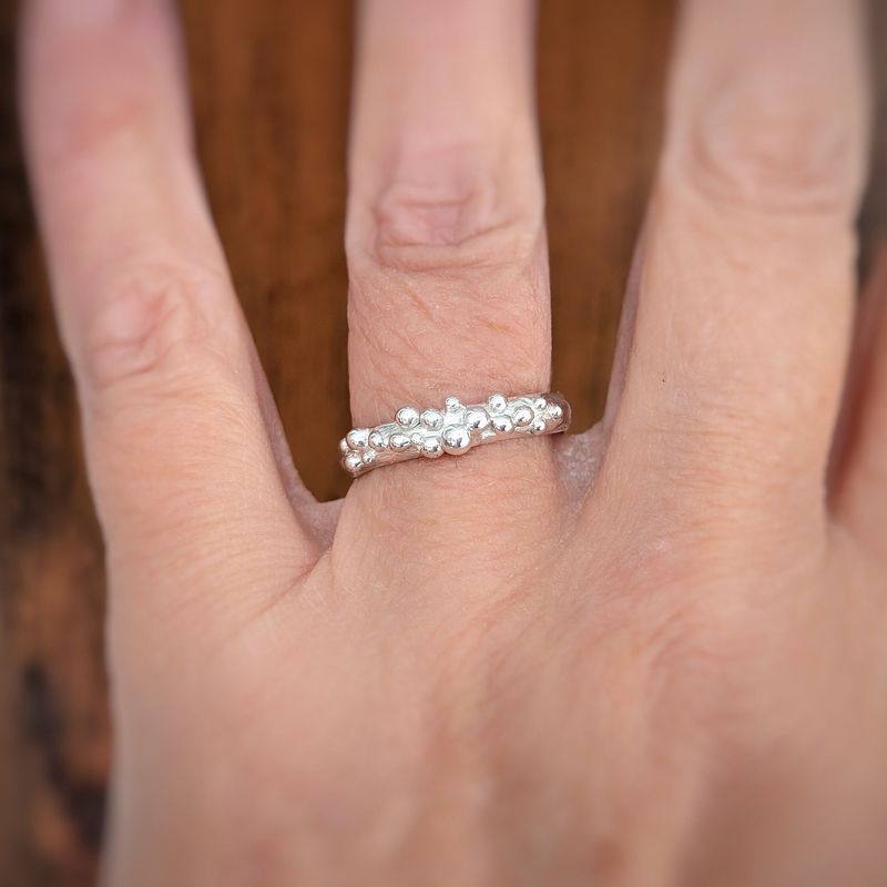 Dew Drop beaded textured Silver ring