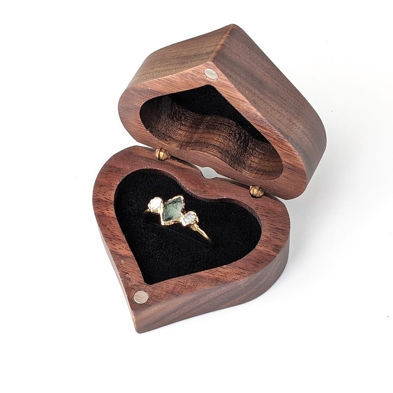 ADD-ON - Heart shape wooden ring gift box