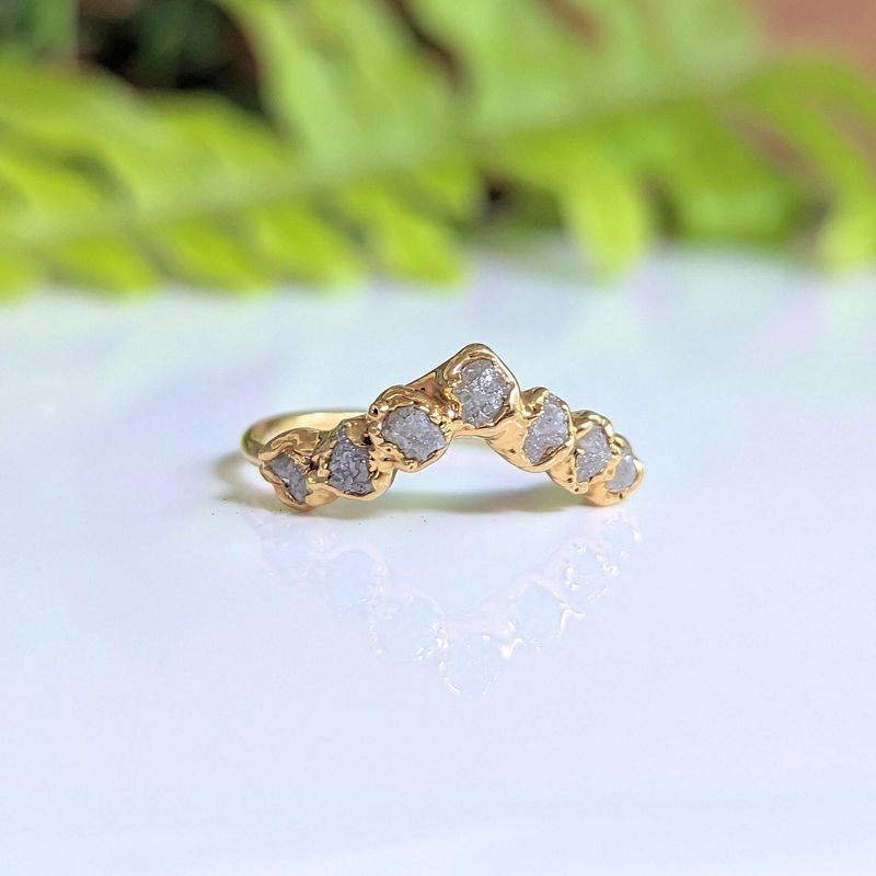 Raw diamond Chevron wedding band