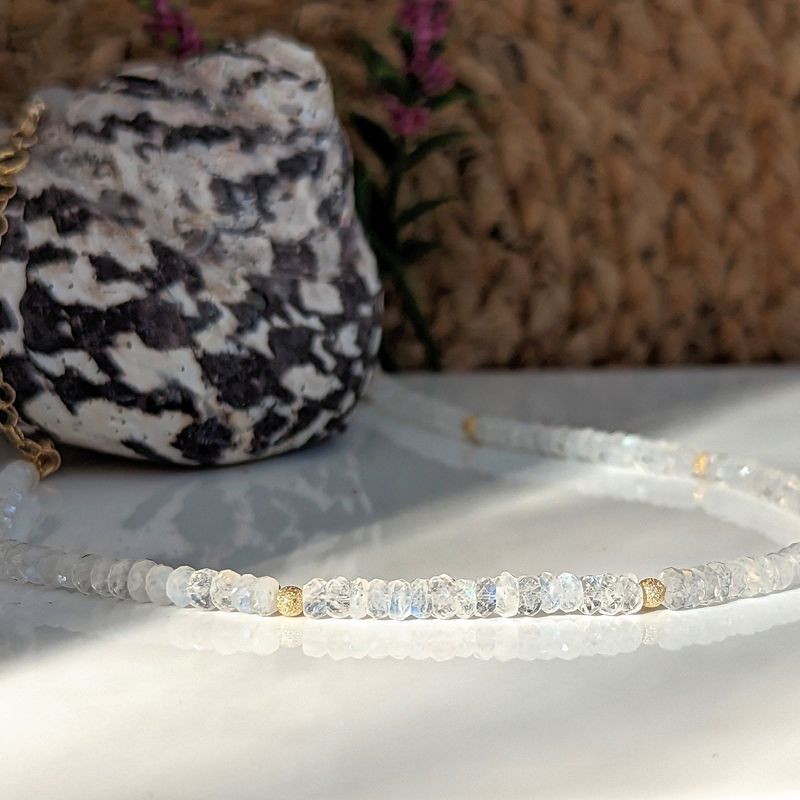 Rainbow Moonstone faceted beaded necklace