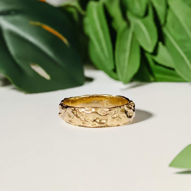 Gold Textured Wedding Ring