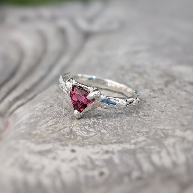 Rubellite Tourmaline engagement ring in Solid 14k  Gold