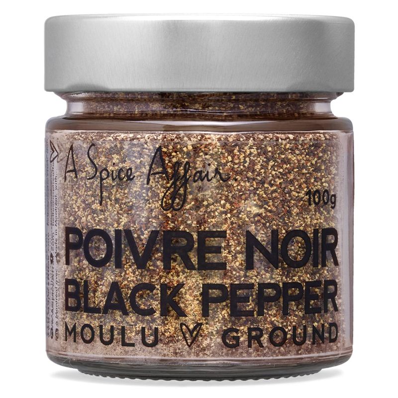 Poivre Noir Moulu A Spice Affair. Pot de 100g (3.5 oz)